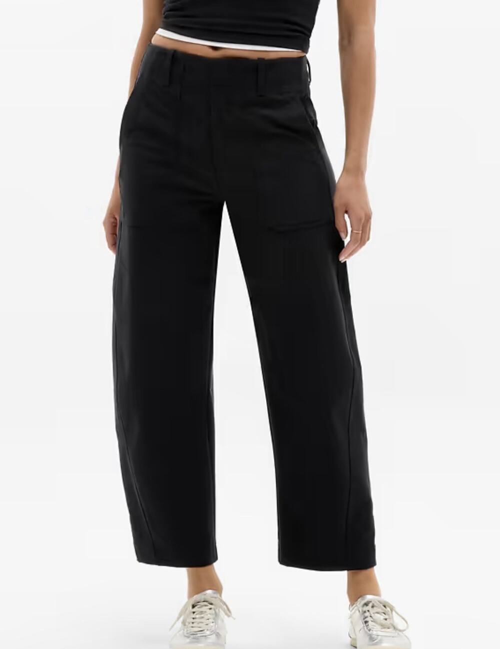 ATHLETA Skyline High Rise Barrel Leg Utility Pant •2• Black Trousers #650012